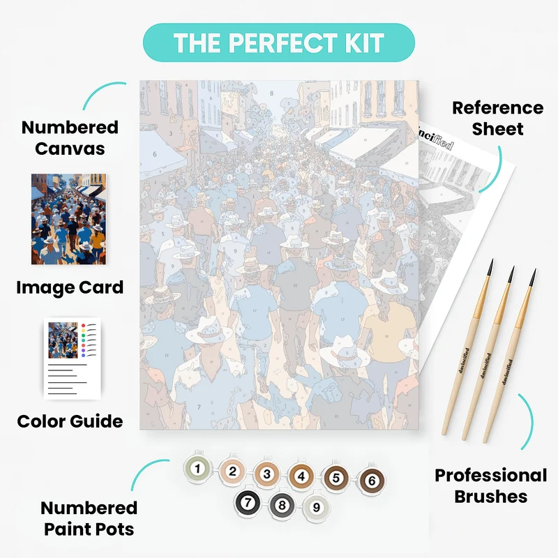 Crowded Street Market - Paint by Numbers Kit