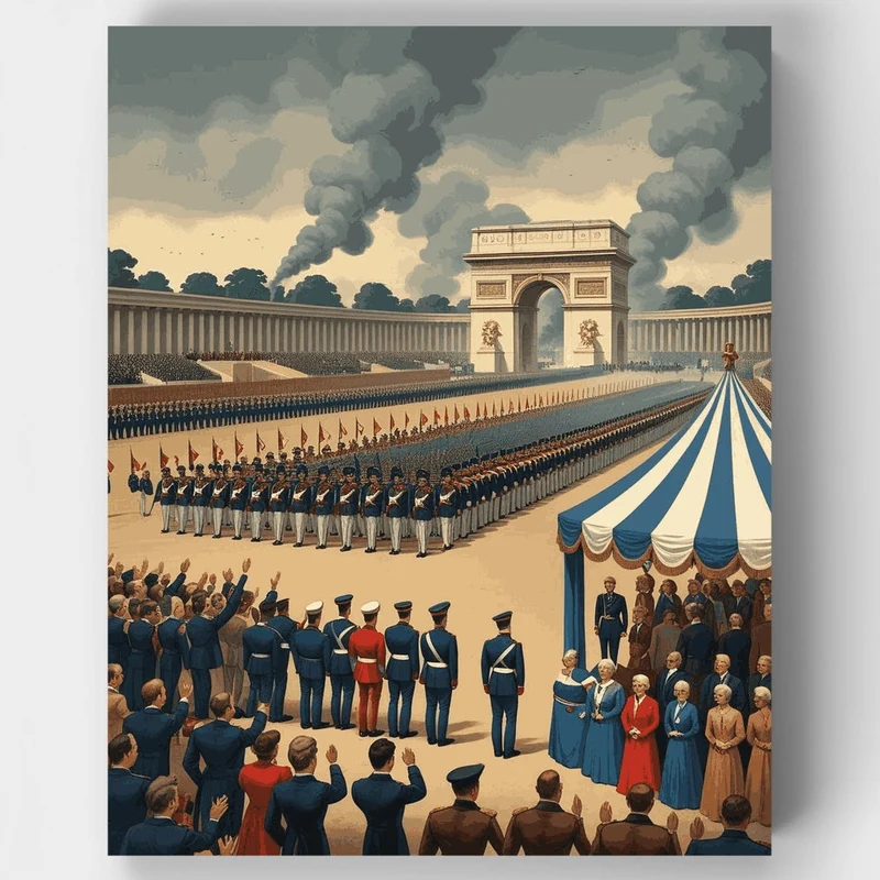 Military Parade at Arc de Triomphe - Paint by Numbers Kit