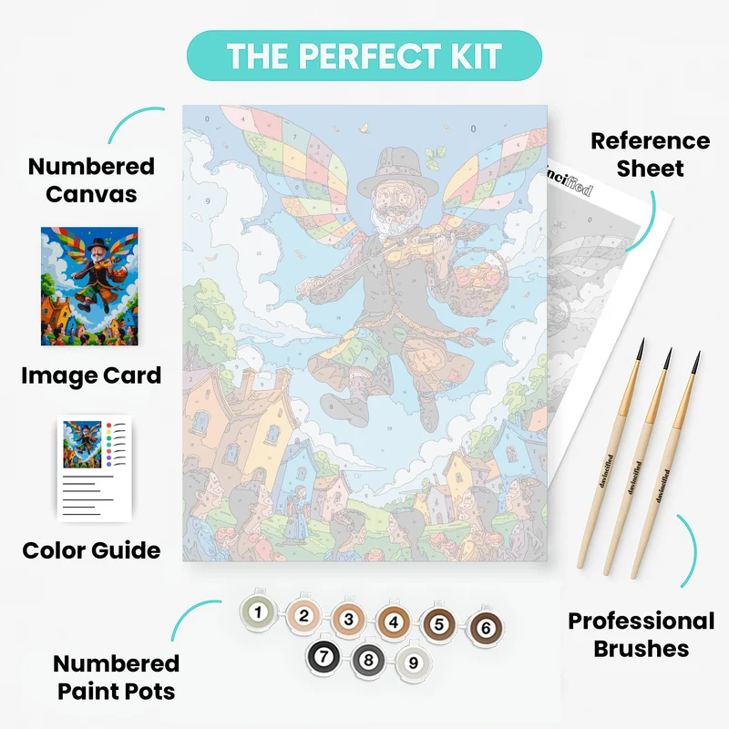 Flying Fiddler with Rainbow Wings - Paint by Numbers Kit