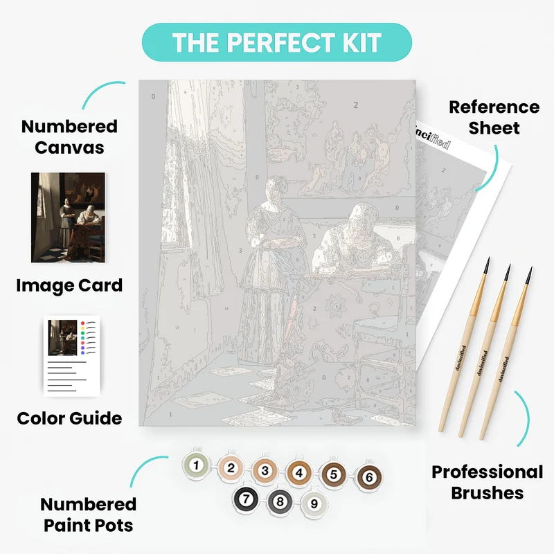 Lady Writing a Letter with Her Maid - Paint by Numbers Kit