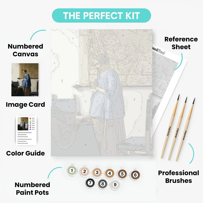 Woman in Blue Reading a Letter - Paint by Numbers Kit