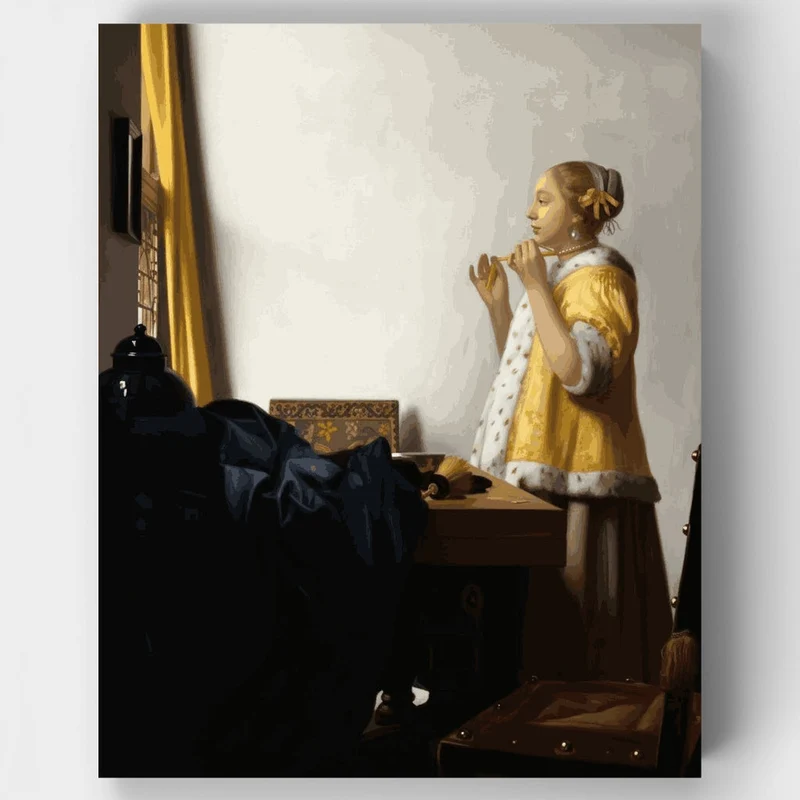 Woman with a Pearl Necklace - Paint by Numbers Kit