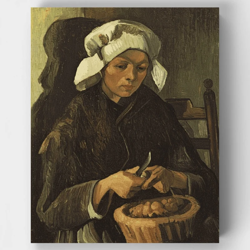 Peasant Woman Peeling Potatoes - Paint by Numbers Kit