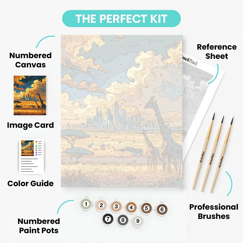 African Safari Meets Modern City - Paint by Numbers Kit