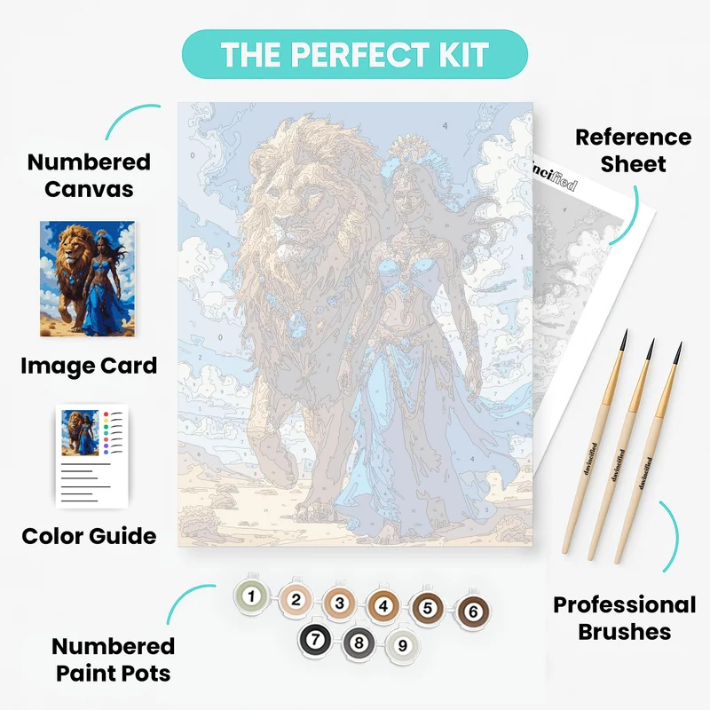 Desert Queen with Majestic Lion - Paint by Numbers Kit