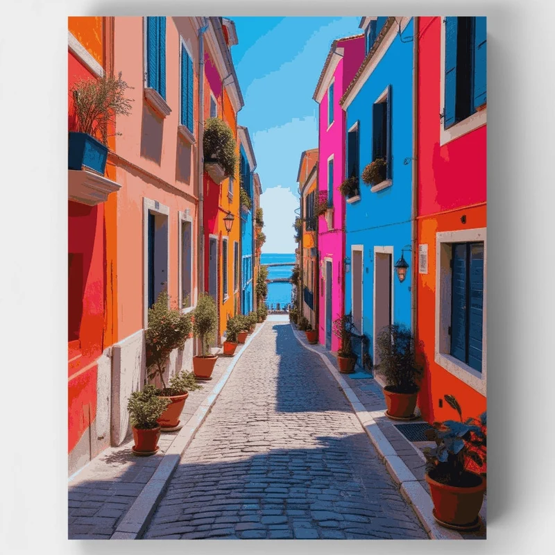 Colorful Italian Street - Paint by Numbers Kit