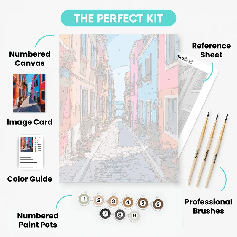 Colorful Italian Street - Paint by Numbers Kit