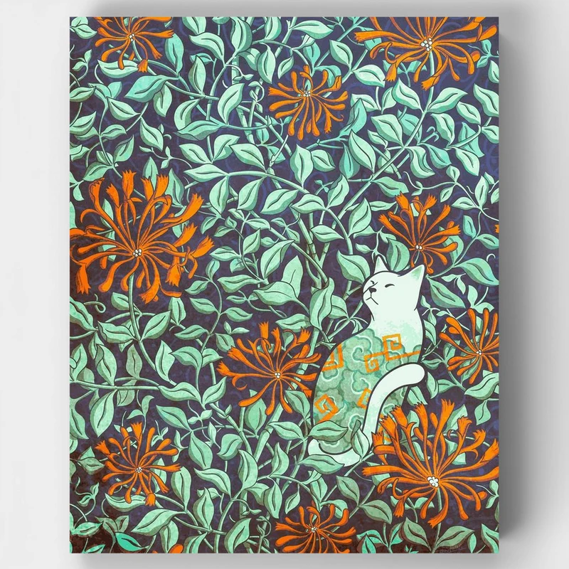 "Cat and honeysuckle" Paint by Numbers Kit