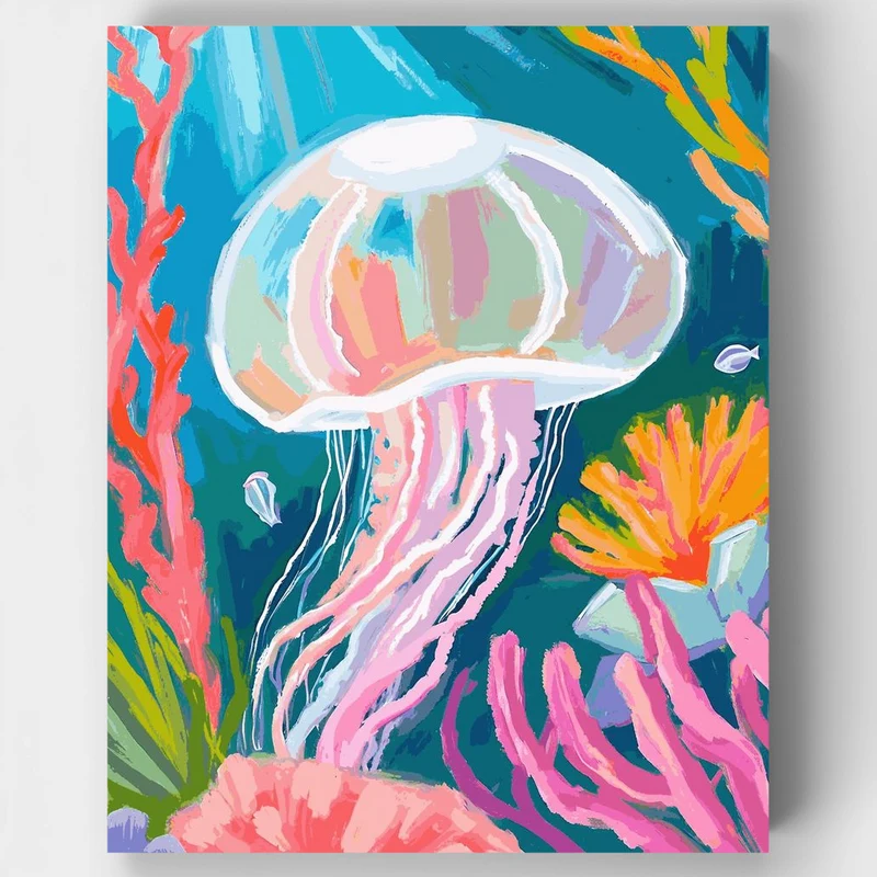 "Luminous White Jellyfish" Paint by Numbers Kit