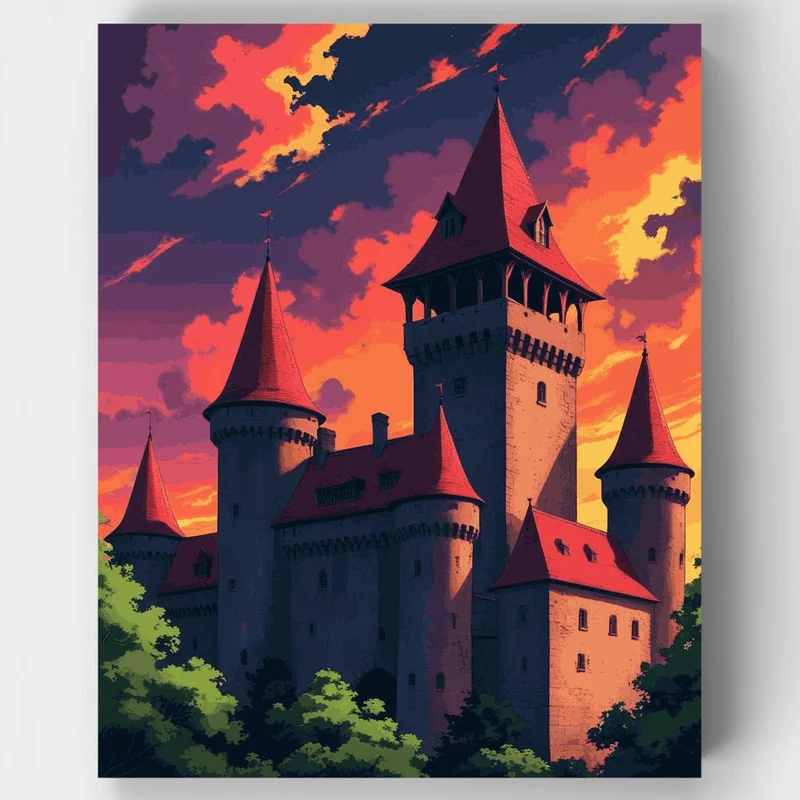 Fairytale Castle at Sunset - Paint by Numbers Kit