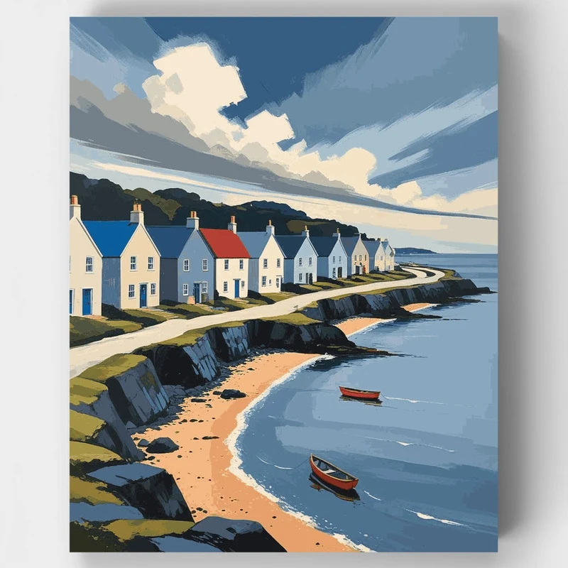 Scottish Coastal Village - Paint by Numbers Kit