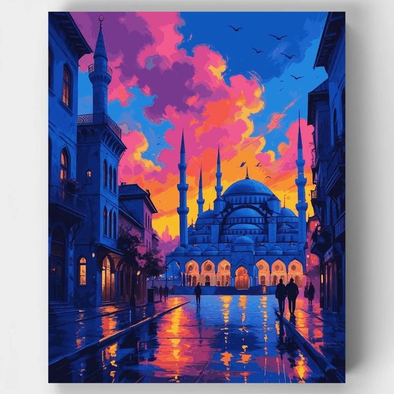 Istanbul Blue Mosque Sunset - Paint by Numbers Kit