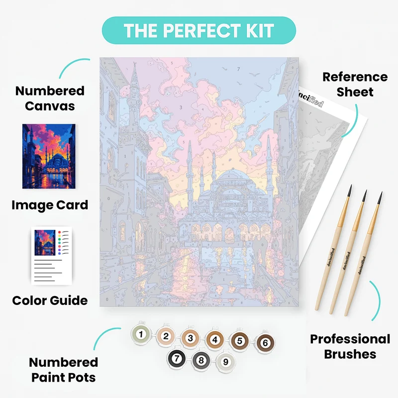 Istanbul Blue Mosque Sunset - Paint by Numbers Kit