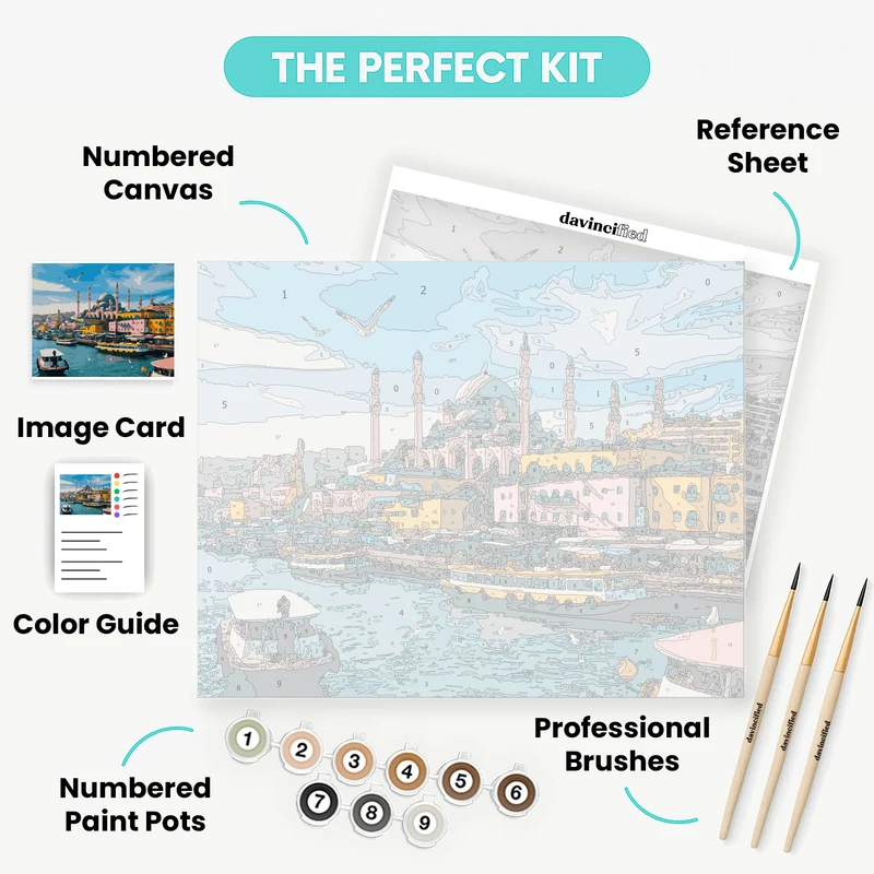 Istanbul Harbor with Mosque - Paint by Numbers Kit