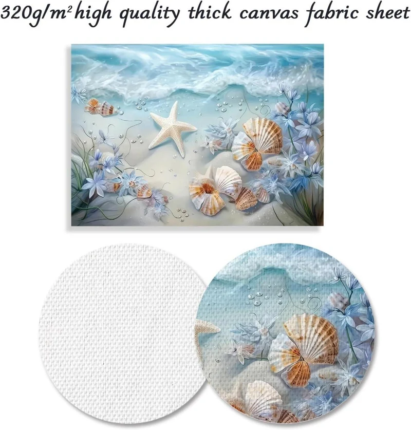 Ozean Wellen Leinwand Bild Muscheln Seestern Blumen Wand