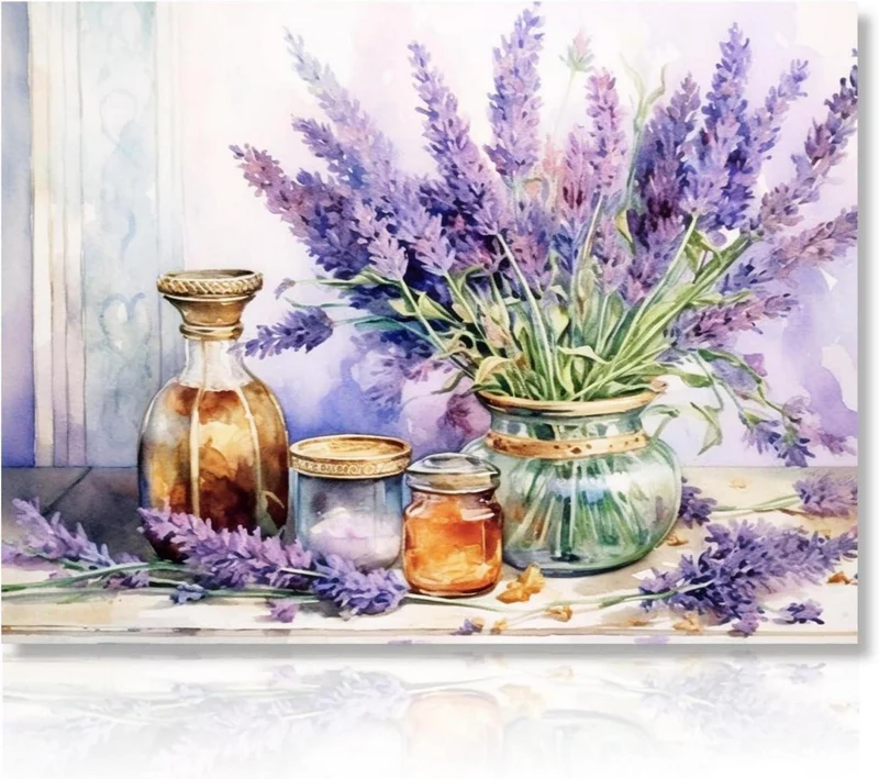 Dazzlewall Vintage Lavendel Blumen Wandbilder 30x40 cm ohne