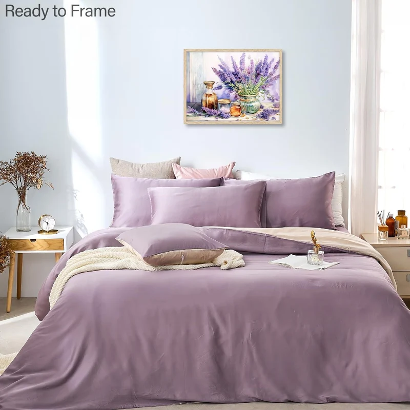 Dazzlewall Vintage Lavendel Blumen Wandbilder 30x40 cm ohne