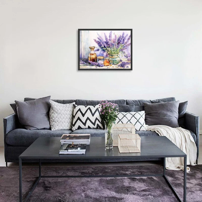 Dazzlewall Vintage Lavendel Blumen Wandbilder 30x40 cm ohne