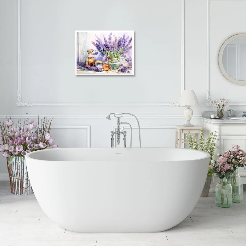 Dazzlewall Vintage Lavendel Blumen Wandbilder 30x40 cm ohne
