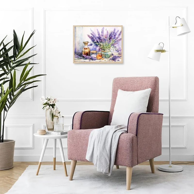 Dazzlewall Vintage Lavendel Blumen Wandbilder 30x40 cm ohne