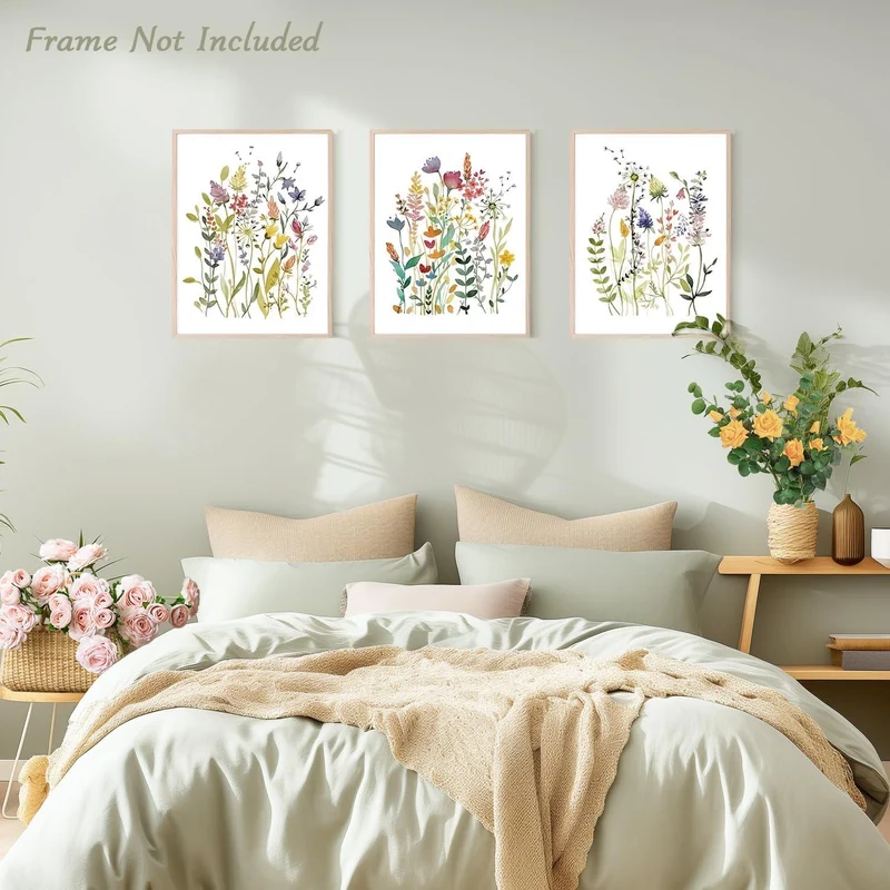 Dazzlewall Aquarell Blumen Leinwandbilder Set 30x40 cm - 3