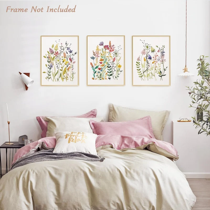 Dazzlewall Aquarell Blumen Leinwandbilder Set 30x40 cm - 3