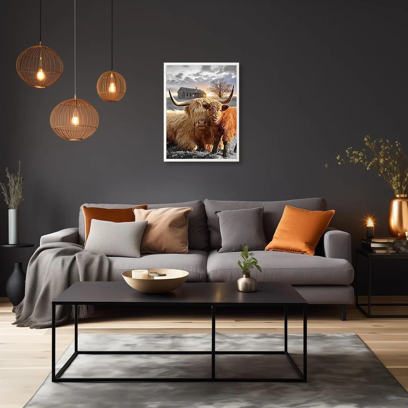 Hochland Kuh Leinwandbilder Rustikales Kuh Wandposter 12x16