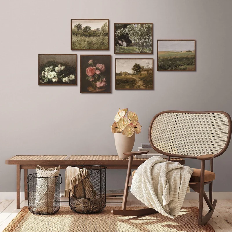 Vintage Rustikale Französische Wandbilder Blumen Leinwand