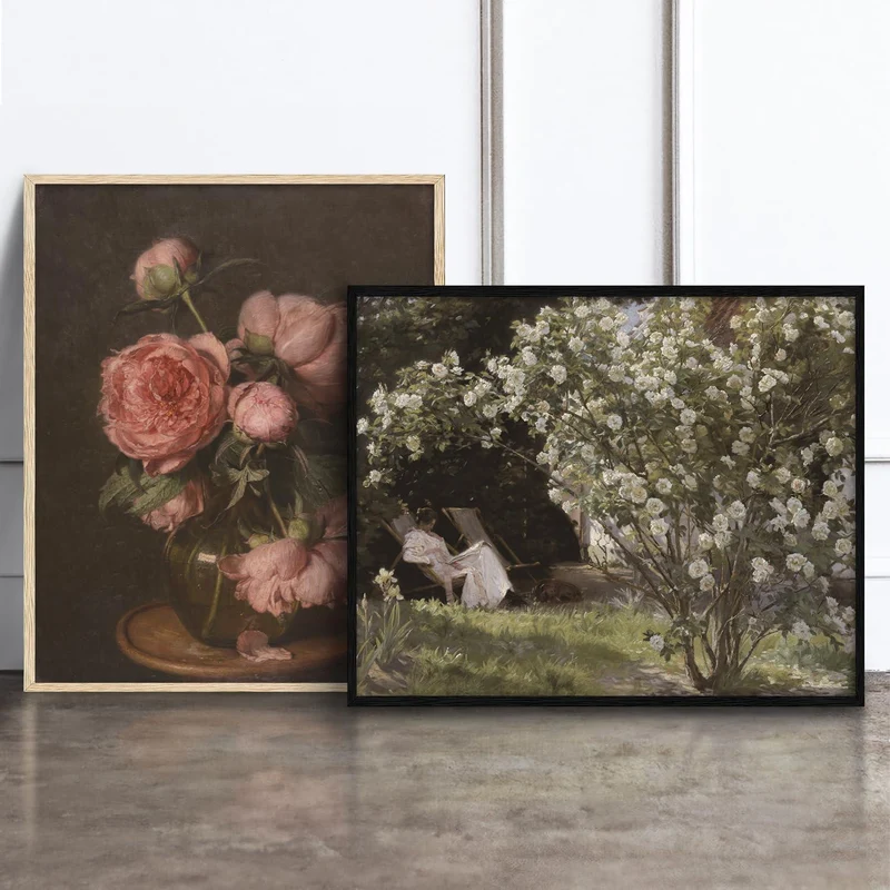 Vintage Rustikale Französische Wandbilder Blumen Leinwand