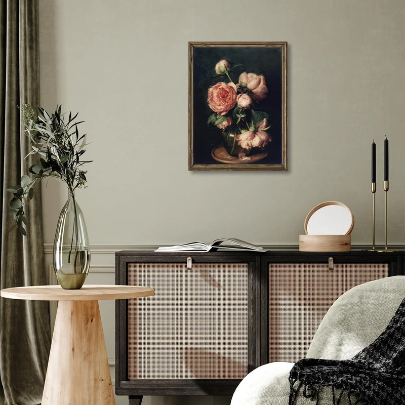 Pfingstrose Blumen Leinwand Wandkunst Poster 30x40cm