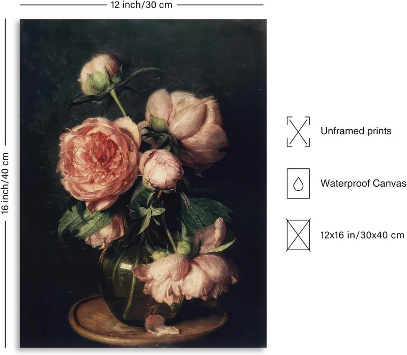Pfingstrose Blumen Leinwand Wandkunst Poster 30x40cm