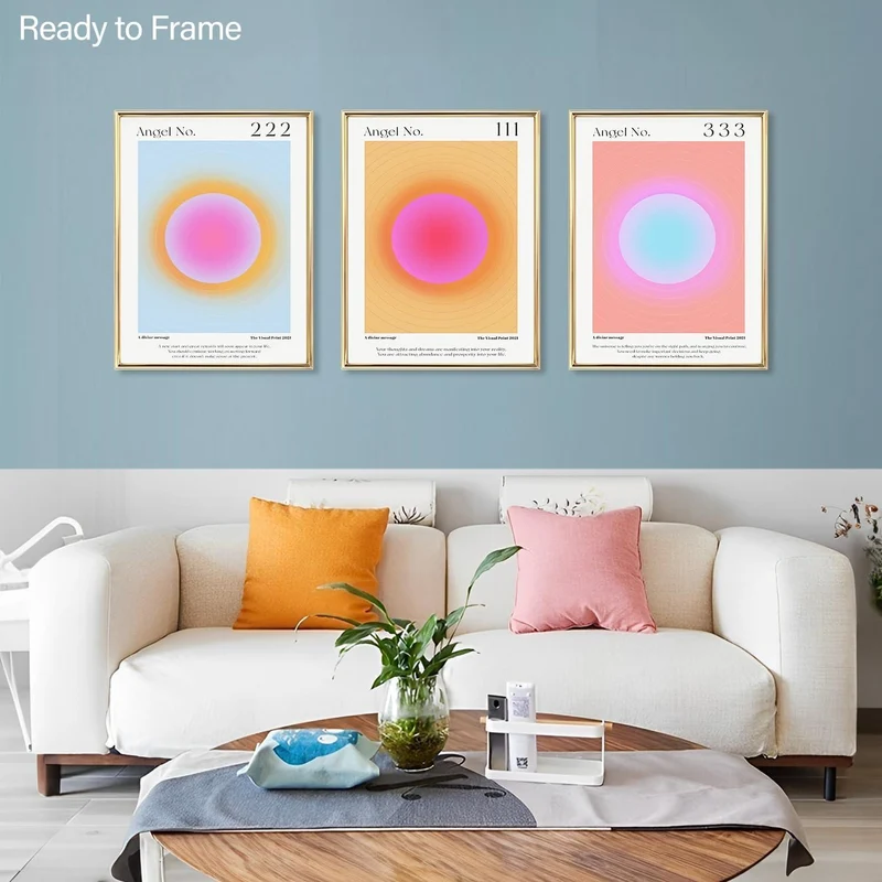 Engel Nummer Farbverlauf Leinwandbilder 30x40 cm 3er Set