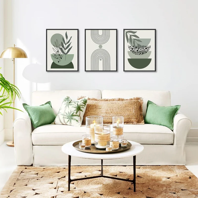 Salbei Grün Boho Poster Set 30x40 cm Abstrakte Wandbilder