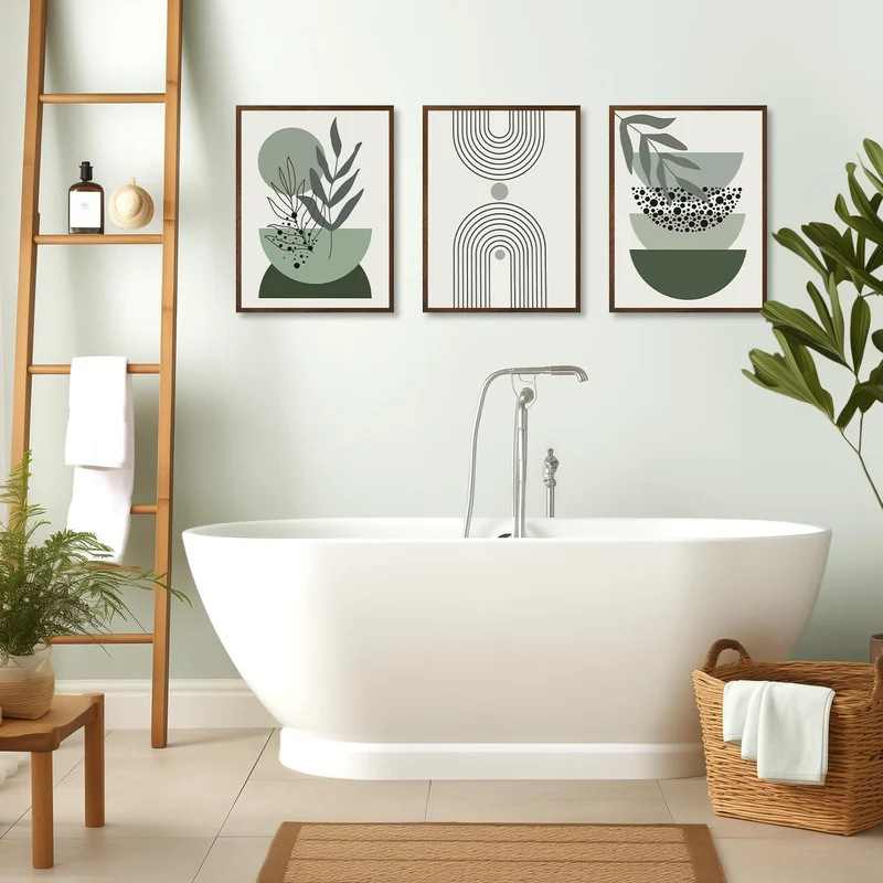 Salbei Grün Boho Poster Set 30x40 cm Abstrakte Wandbilder