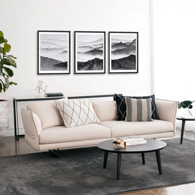 Schwarz Weiß Berg Landschaft Poster 30x40 cm 3er Set