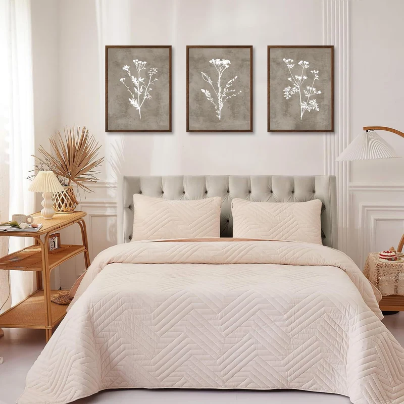 Boho Vintage Botanical Leinwand Bilder 30x40cm 3er Set