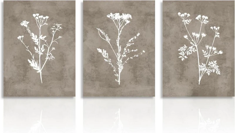Boho Vintage Botanical Leinwand Bilder 30x40cm 3er Set