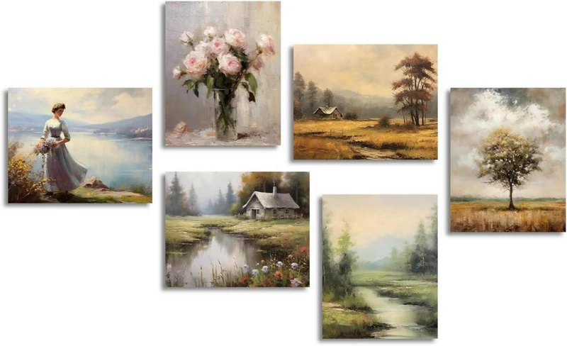 Vintage Rustikale Botanische Wandbilder 20x25 cm 6er Set