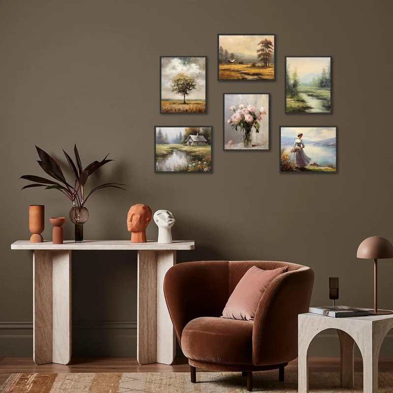 Vintage Rustikale Botanische Wandbilder 20x25 cm 6er Set