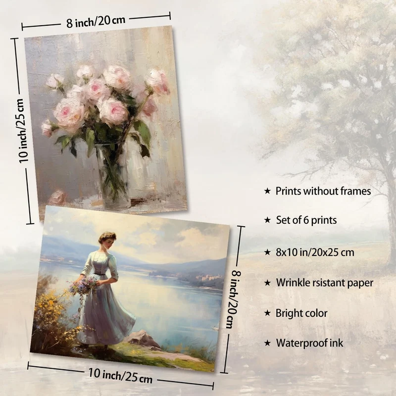 Vintage Rustikale Botanische Wandbilder 20x25 cm 6er Set