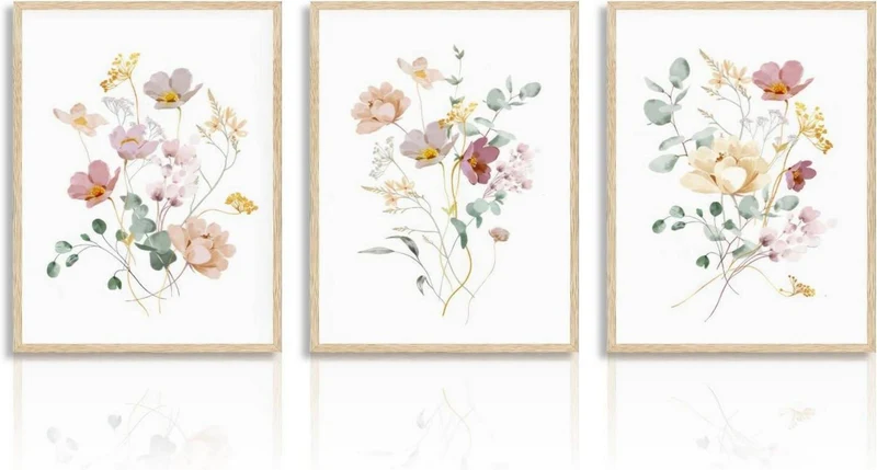 Aquarell Blumen Leinwand Bilder Wanddekoration Set 30x40 cm