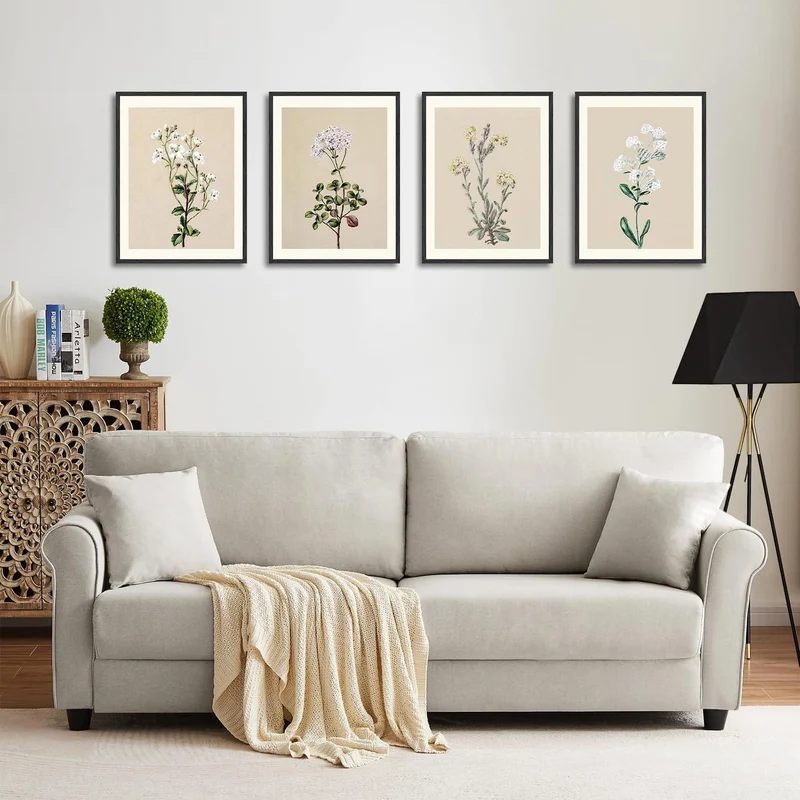 Boho Vintage Blumen Wandbilder 30x40 cm 4er Set