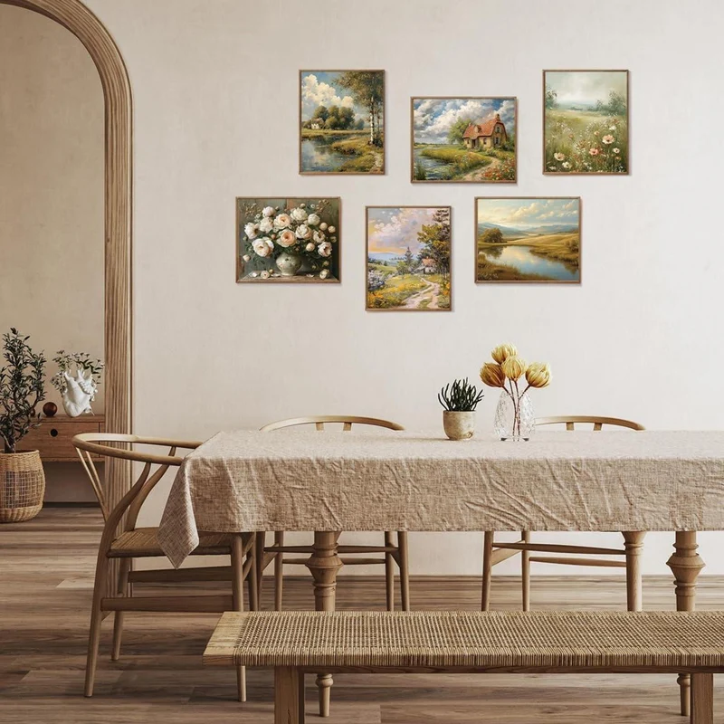 Vintage Bauernhaus Leinwand Poster 20x25 cm 6er Set