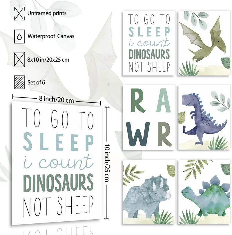 Abstrakte Dinosaurier Wandbilder Aquarell Leinwand Deko