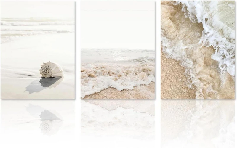 Strand Wandkunst Set Muschel Welle Drucke 30x40cm 3er Set
