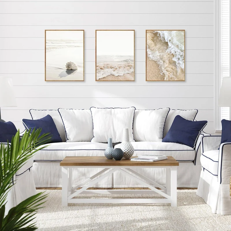 Strand Wandkunst Set Muschel Welle Drucke 30x40cm 3er Set