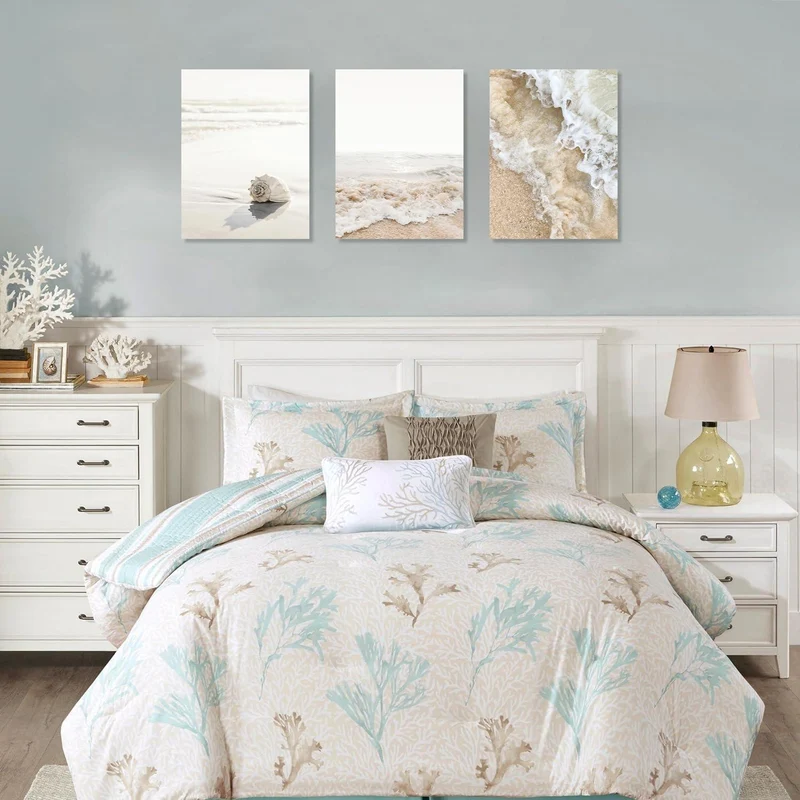 Strand Wandkunst Set Muschel Welle Drucke 30x40cm 3er Set