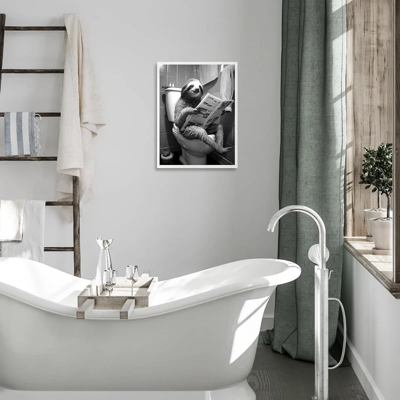 Lustiges Faultier Leinwandbild Badezimmer Poster 12x16