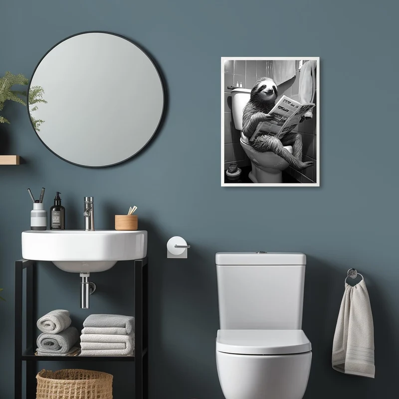 Lustiges Faultier Leinwandbild Badezimmer Poster 12x16