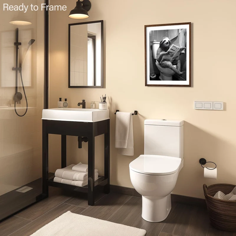 Lustiges Faultier Leinwandbild Badezimmer Poster 12x16